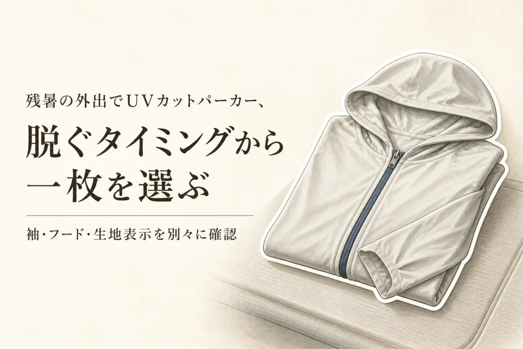 残暑のUVカットパーカーは脱ぐ場面から選ぶ｜袖・フード・薄手生地の確認点