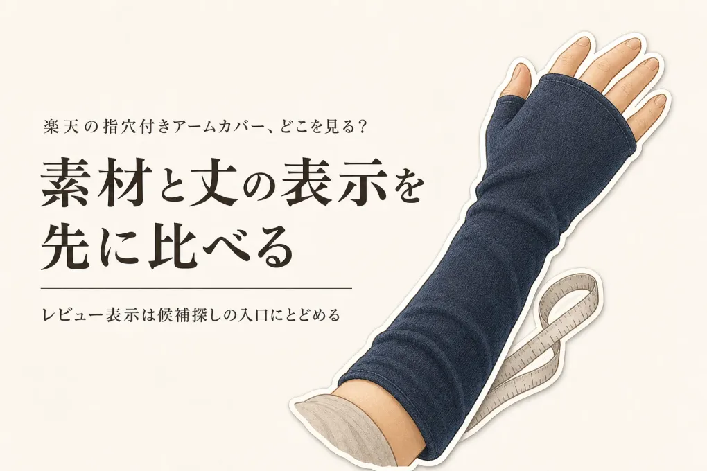 楽天でレビュー数が多い指穴付きアームカバーを比較｜素材・丈から手の甲を覆いやすい一枚を選ぶ